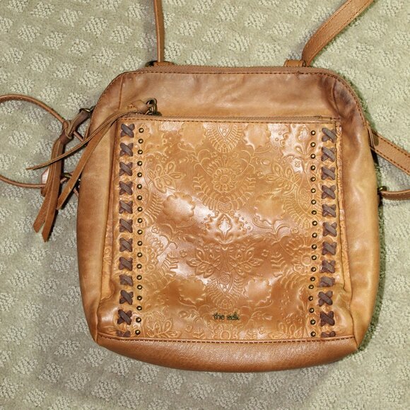 The Sak Loyola Embossed Leather Convertible Mini Backpack Crossbody Bag Purse - Picture 2 of 11